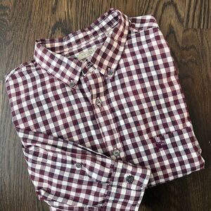 Burberry Burgundy and White Checkered Shirt